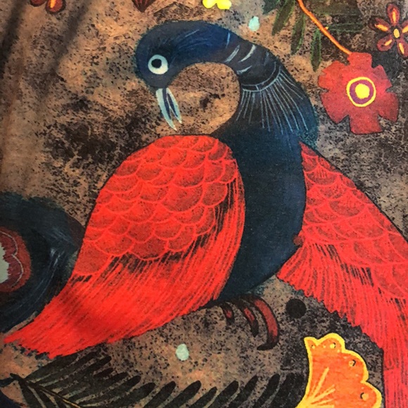 FINEMORE size Medium PEACOCK Print Legging VIVID Coloring LongLeg RARE $129 NEW - Picture 9 of 13